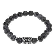 Браслет с руной Радуга, нерж. сталь, Лабрадор 8мм BSRNX8-04-01