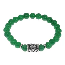 Браслет с руной Радуга нерж.сталь, Нефрит 8мм BSRNX8-04-02