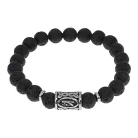 Браслет с руной Крада, нерж. сталь, Лава 8мм BSRNX8-06-02