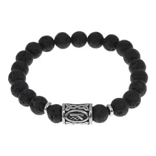 Браслет с руной Крада, нерж. сталь, Лава 8мм BSRNX8-06-02
