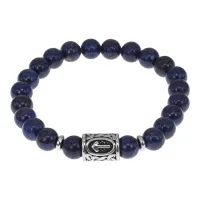 Браслет с руной Треба нерж.сталь, Лазурит 8мм BSRNX8-07-01