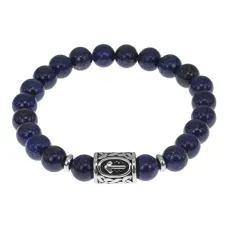 Браслет с руной Треба нерж.сталь, Лазурит 8мм BSRNX8-07-01