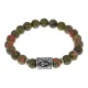 Браслет с руной Треба, нерж. сталь, Унакит 8мм BSRNX8-07-02