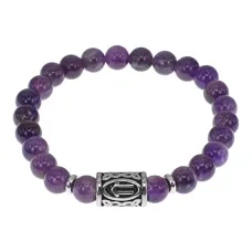 Браслет с руной Ветер нерж.сталь, Амазонит 8мм BSRNX8-09-01
