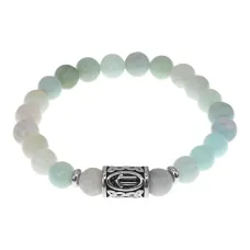 Браслет с руной Ветер нерж.сталь, Аметист 8мм BSRNX8-09-02