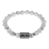 Браслет с руной Берегиня нерж.сталь, Кахолонг 8мм BSRNX8-10-02