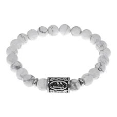 Браслет с руной Берегиня нерж.сталь, Кахолонг 8мм BSRNX8-10-02