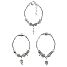 Европейский браслет с зелеными стразами в ассорт. BSE001-G