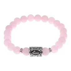 Браслет с руной Леля нерж.сталь, Розовый кварц 8мм BSRNX8-12-02