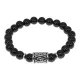 Браслет с руной Опора нерж.сталь, Черный агат 8мм BSRNX8-13-01