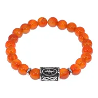 Браслет с руной Опора нерж.сталь, Сердолик 8мм BSRNX8-13-02
