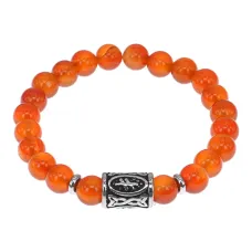 Браслет с руной Опора нерж.сталь, Сердолик 8мм BSRNX8-13-02