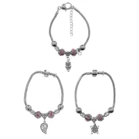 Европейский браслет с розовыми стразами в ассорт. BSE001-P