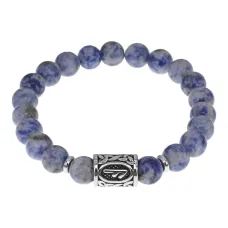 Браслет с руной Есть, нерж. сталь, Содалит 8мм BSRNX8-15-02