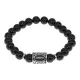 Браслет с руной Исток нерж.сталь, Черный агат 8мм BSRNX8-16-02