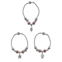 Европейский браслет с красными стразами в ассорт. BSE001-R