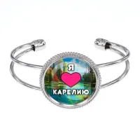 Браслет металлический, цвет серебро, Я люблю Карелию C0601034