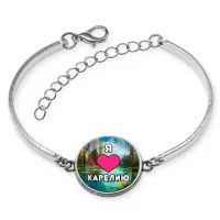 Браслет металлический, цвет серебро, Я люблю Карелию C0601046