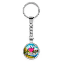 Круглый брелок, цвет серебро, с цепочкой, Я люблю Петрозаводск C0602022