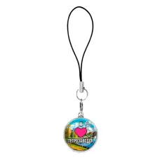 Подвеска для телефона, цвет серебро, со шнурком, Я люблю Петрозаводск C0602060