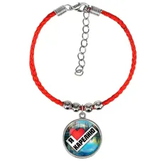 Браслет из красного шнура, Я люблю Карелию C0603047