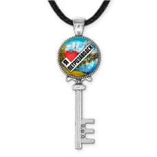 Кулон ключ, цвет серебро, со шнурком, Я люблю Петрозаводск C0604043