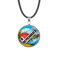 Кулон, нержавеющая сталь, со шнурком, Я люблю Петрозаводск C0604062