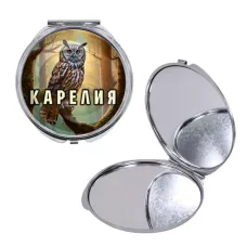 Круглое складное зеркало, цвет серебро, Карелия C0607016