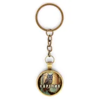 Круглый брелок, цвет бронза, с цепочкой, Карелия C0607018