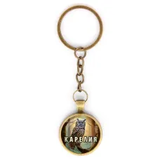 Круглый брелок, цвет бронза, с цепочкой, Карелия C0607018