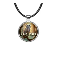 Кулон, цвет серебро, со шнурком, Карелия C0607027