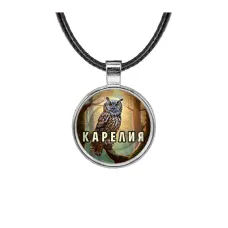 Кулон, цвет серебро, со шнурком, Карелия C0607027
