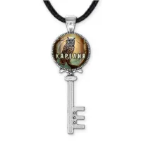 Кулон ключ, цвет серебро, со шнурком, Карелия C0607043