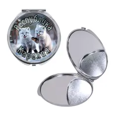 Круглое складное зеркало, цвет серебро, Республика Карелия C0608016