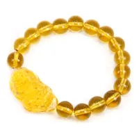 Браслет Пи Яо, стекло 10мм, желтый BS042-02