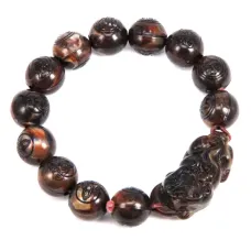 Браслет Пи Яо, Будда, пластик 10мм, коричневый BS043-02