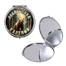 Круглое складное зеркало, цвет серебро, Республика Карелия C0609016