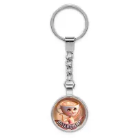 Круглый брелок, цвет серебро, с цепочкой, Балерина Капучино M0103022