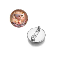 Круглый значок, цвет серебро, Балерина Капучино M0103023