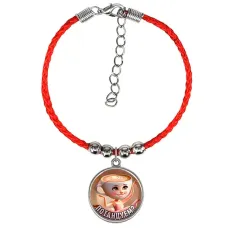 Браслет из красного шнура, Балерина Капучино M0103047