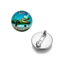 Круглый значок, цвет серебро, Крокодило Бомбардиро M0114023