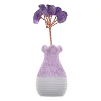 Фигурка Ваза с цветами, 8х2,5см, аметист ST084-03