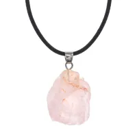 Кулон на шнурке, 2х2см, розовый кварц BJK147-04