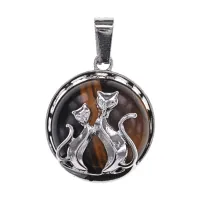 Кулон Кошки, d.2см, тигровый глаз BJK205-11
