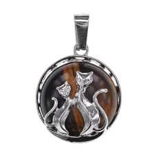 Кулон Кошки, d.2см, тигровый глаз BJK205-11