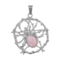 Кулон Паук, d.3см, розовый кварц BJK475-02
