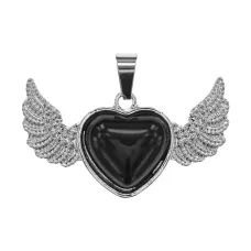 Кулон Сердце, 2х3,5см, черный агат BJK476-01
