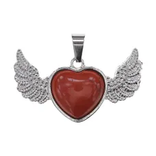 Кулон Сердце, 2х3,5см, красная яшма BJK476-02