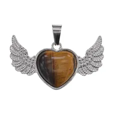 Кулон Сердце, 2х3,5 см, тигровый глаз BJK476-03