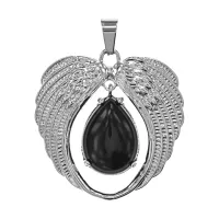 Кулон Крылья ангела, 3,5х3,5см, черный агат BJK477-04